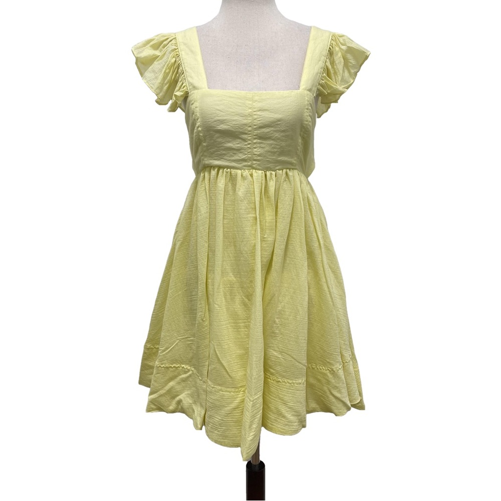 Women’s Square Neck Mini Dress in Light Yellow